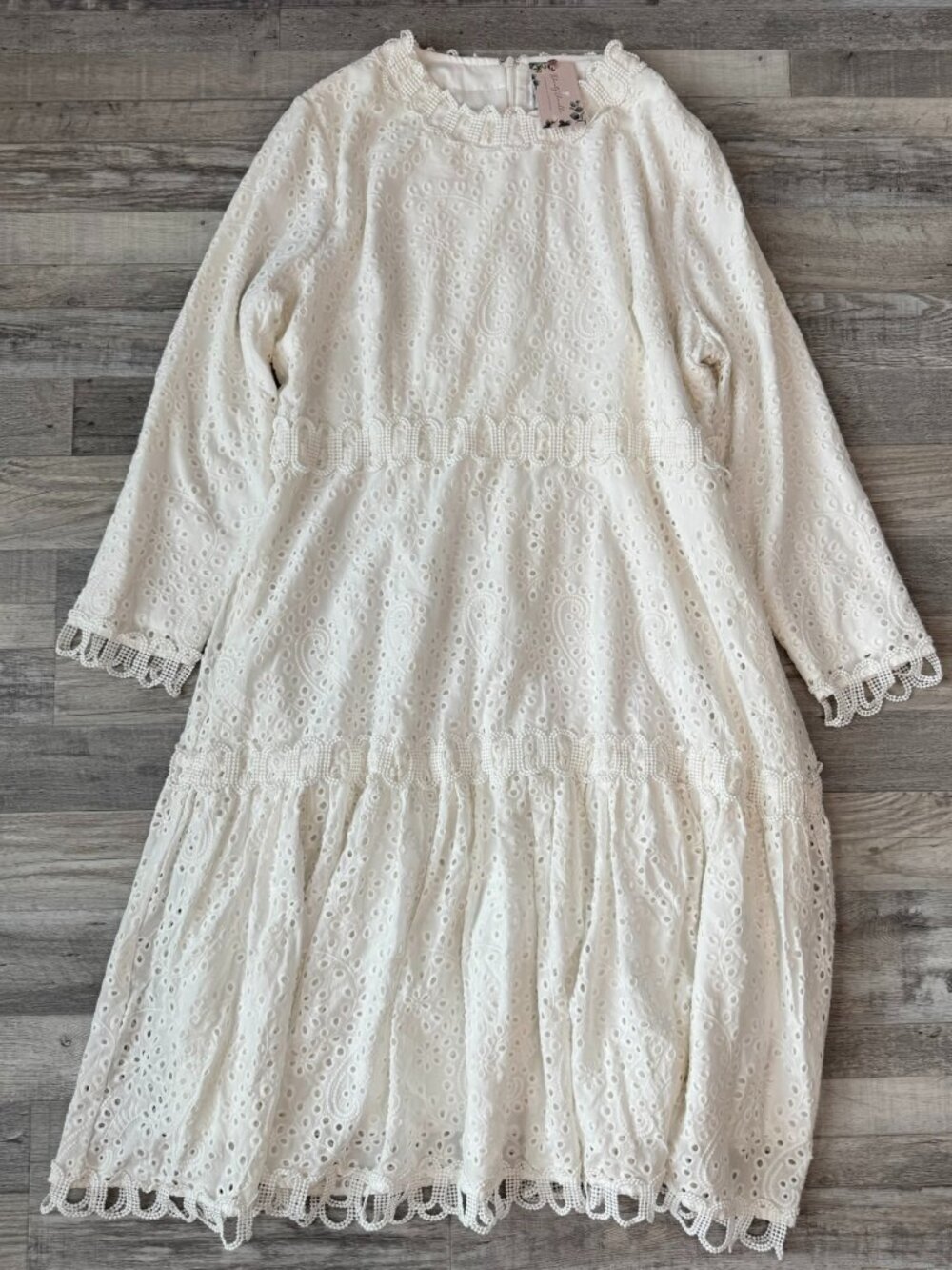 Dainty Jewells NWT White Eyelet Lace Midi Dress Size XXXL Modest, Long Sleeve